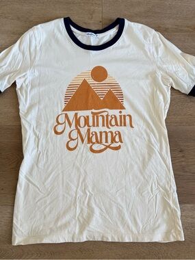 The Bee & The Fox Mountain Mama Ringer Tee Short Sleeve Medium Cotton Shirt